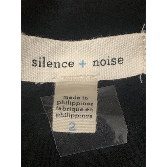 Silence + Noise Blue & Black Damask Pattern Cap Sleeve Dress Side Zipper Size 2 - Picture 10 of 11